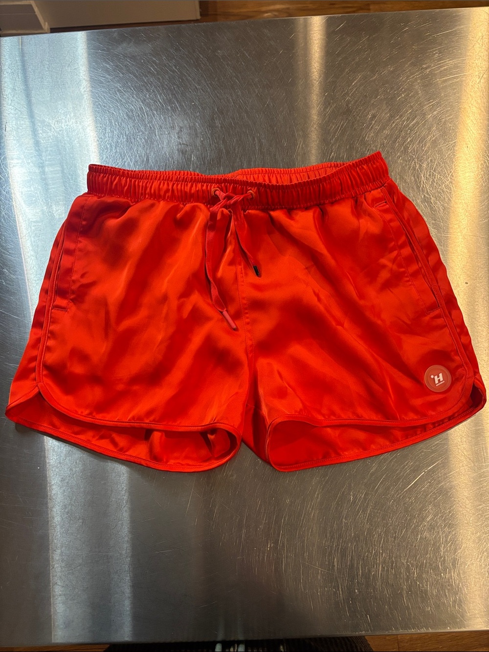 Men's Red Athletic Drawstring Running Shorts
